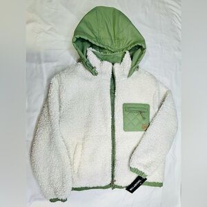 Billabong Sherpa Zip Hoodie Jacket Sea Spray Green Cream NWT Size M MSRP $109